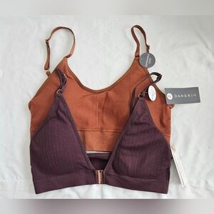 Danskin Seamless Ribbed Bralette 2 Pack- Rust and Plum.
